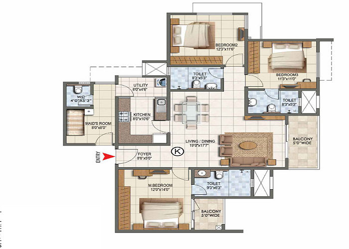Featured Image of Sattva Aaranya 3 BHK Floor Plan